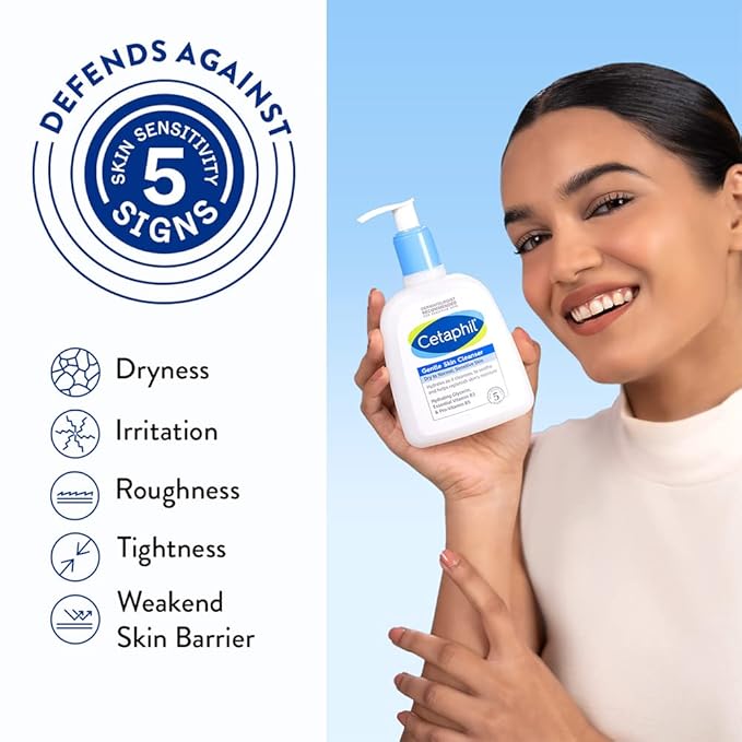 Two bottles of Cetaphil Gentle Skin Cleanser 250ml, a gentle facial cleanser in cream or gel form, shown in a pack of two.