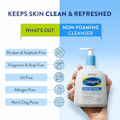 Two 250ml bottles of Cetaphil Gentle Skin Cleanser, a mild, hydrating facial cleanser in cream and gel form.
