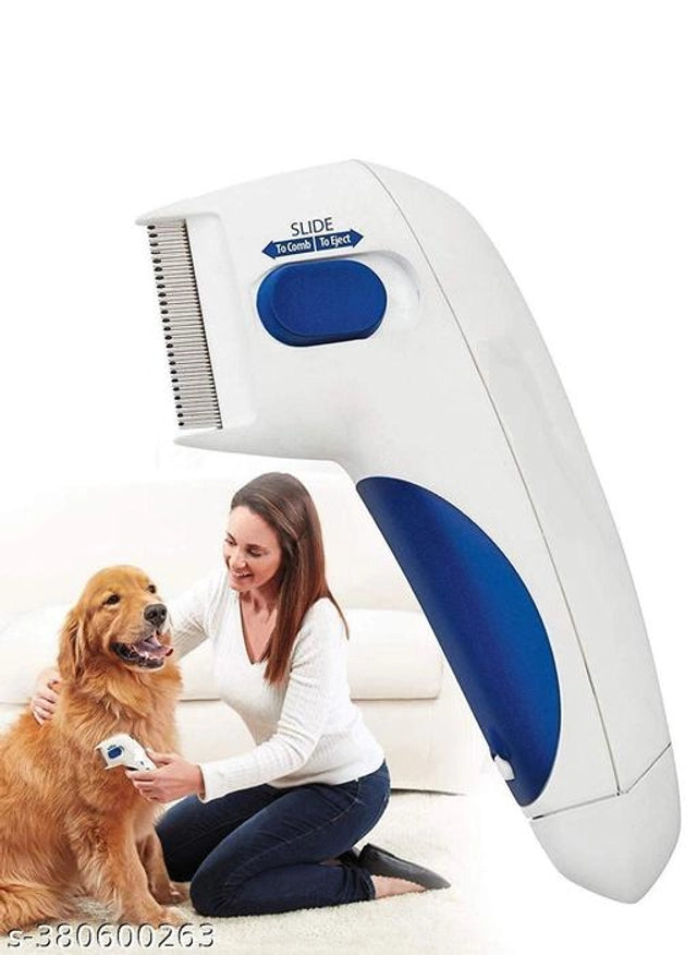 Multicolor ABS plastic electric flea comb for pets, designed to remove fleas and ticks effectively.