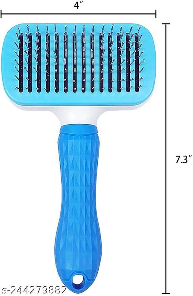 Multicolor ABS plastic slicker brush for pets, ideal for grooming and removing loose fur from dogs and cats.