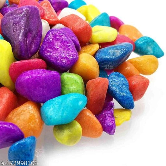 Multicolor decoration pebbles stones for pet beds, 1000g, small smooth stones in various colors for decorative and functional use