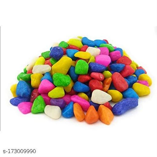 Multicolor decoration pebbles stones for pet beds, 1000g, showcasing smooth, multicolored stones perfect for decorative bedding.