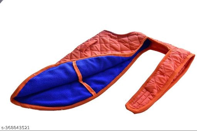 Multicolor fabric winter dog jacket for 18-inch pets, designed for warmth and comfort during cold weather.