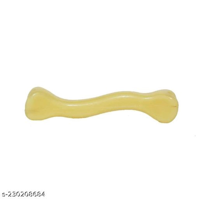 Pack of 2 bone chew toys for dogs, made by 15929, shown in a pet bed setting, durable and suitable for dogs to chew and play.