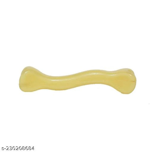 Pack of 2 bone chew toys for dogs, made by 15929, shown in a pet bed setting, durable and suitable for dogs to chew and play.