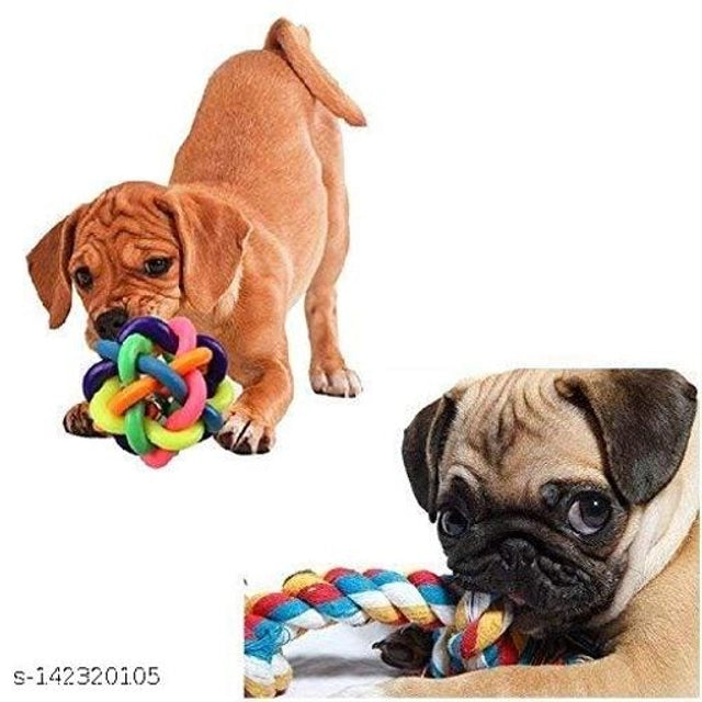 Pair of multicolor knot ball pet beds with ropes, soft and colorful for small pets, in a pack of 2 by 15929.