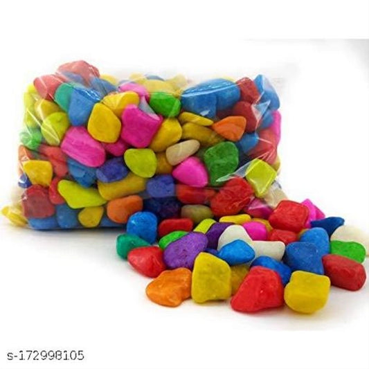 Multicolor decoration pebbles stones for pet beds, 3000g, natural smooth stones in various colors for decorative use
