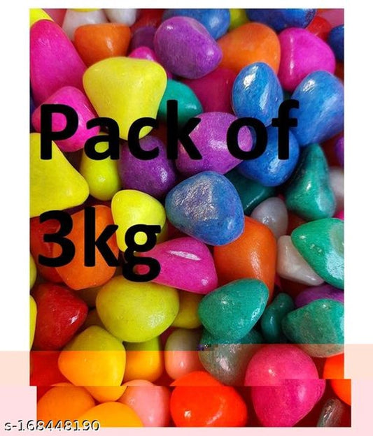 Multicolor decoration pebbles stones in a 3000g bag, ideal for pet beds and decorative accents in home or garden settings.