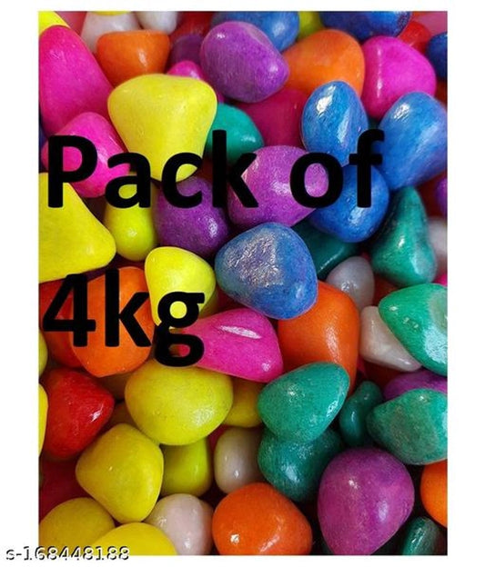 Multicolor decoration pebbles stones for pet beds, 4000g, showing smooth, rounded stones in vibrant colors for decorative bedding.