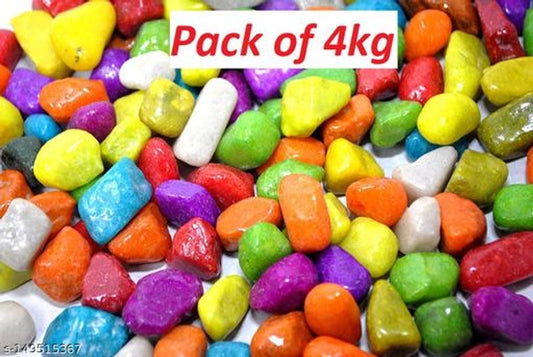 Multicolor decoration pebbles stones for pet beds, 4000 g, colorful smooth stones used for decorative or bedding purposes