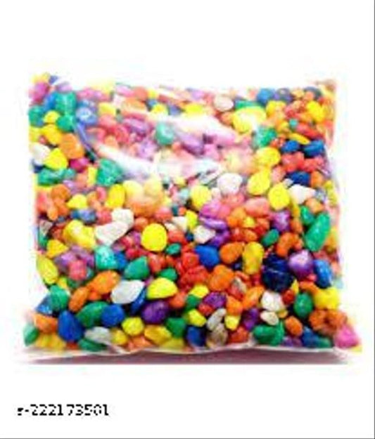 Multicolor decoration pebbles stones for pet beds, 5000g, natural smooth stones in various colors for decorative use.