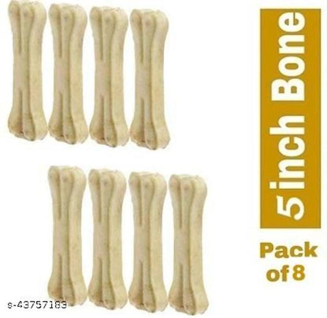 Pack of 8 rawhide bone treats for dogs, featuring durable pet beds by 15929 with realistic bone-shaped design.