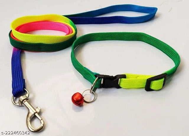Multicolor pet neck collar belt from 15929, designed for small pets, shown on a soft pet bed.