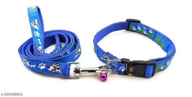 Multicolor pet collar belt with 5-foot leash, 0.15 inches wide, shown on a pet, ideal for walking and control.