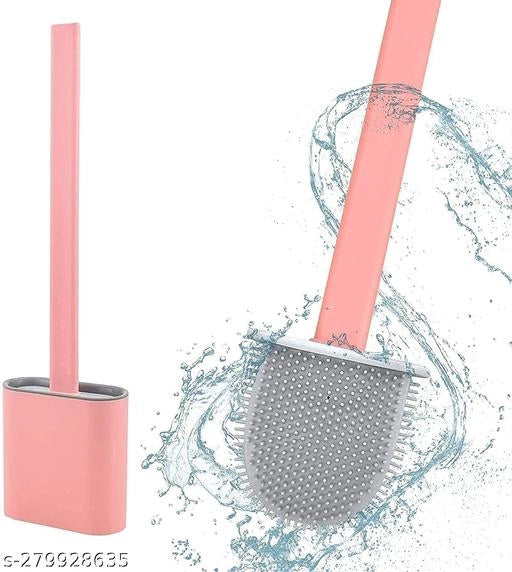Multicolor silicone water drop toilet brush and holder set by 15929, with a sleek design and functional holder for bathroom cleaning.