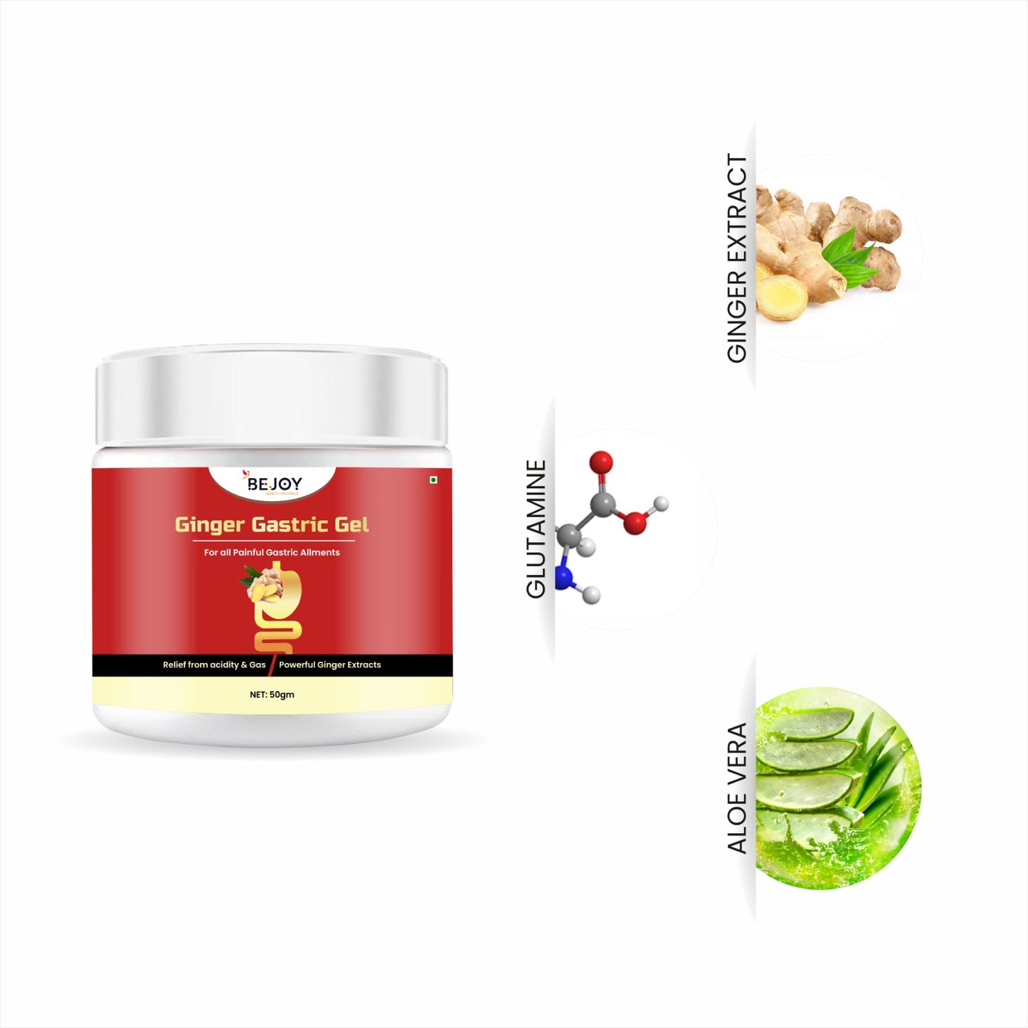 Ginger Castric Gel from 16182, a soothing cream with ginger extract shown in a clear tube.