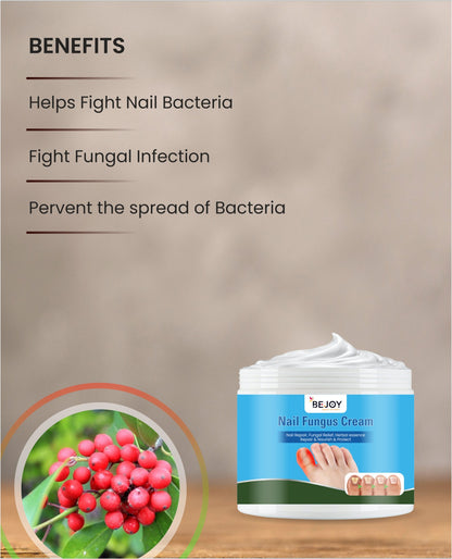 Nail Fungus Treatment Cream from 16182, a nail care product for fungal infection, showing the cream tube and nail close-up.