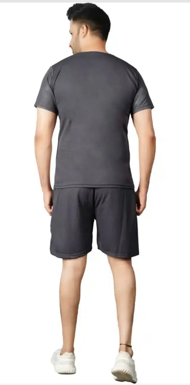 Grey printed men's tracksuit by 1634, featuring a comfortable fit and casual style for active wear.