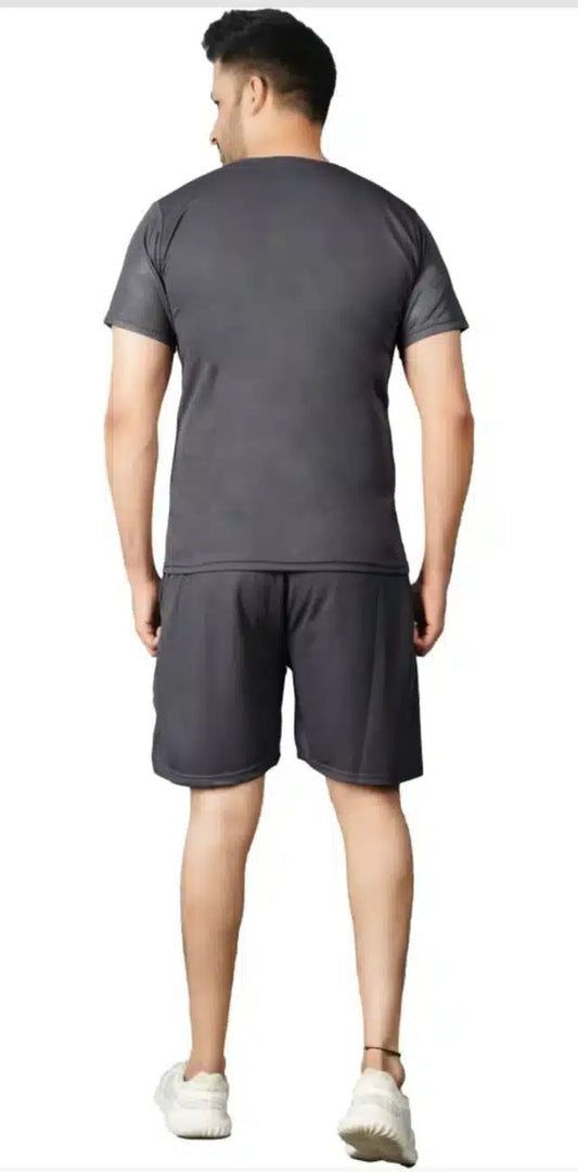Grey printed men's tracksuit by 1634, featuring a comfortable fit and casual style for active wear.
