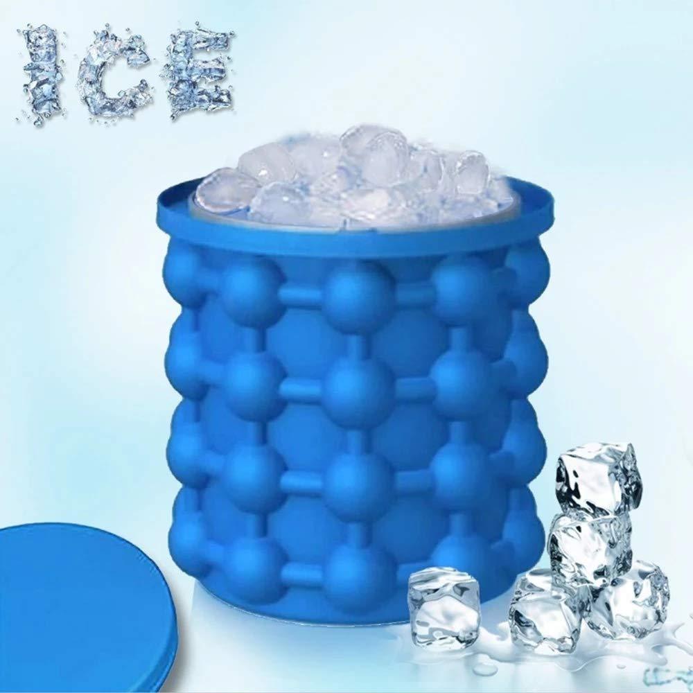 Wukusy 165 silicone ice cube maker with 20 ice cubes in a flexible, non-stick mold for easy ice extraction