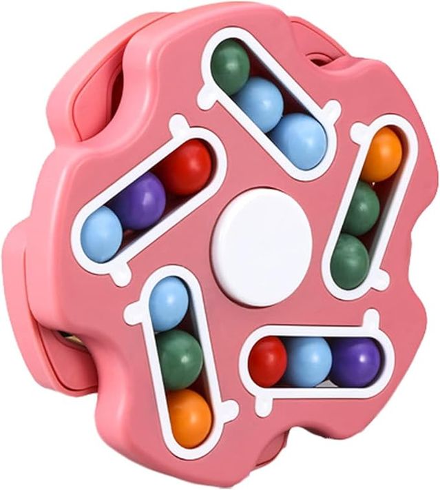 Fidget Toy Rotating Magic Bean Cube Spinner, educational finger toy with colorful rotating beads for stress relief and focus.