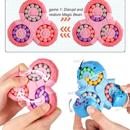 Multicolor Magic Bean Brain Teaser Finger Spinner Toy from 16748, a stress-relief hand spinner for anxiety and focus.