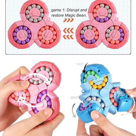 Multicolor Magic Bean Brain Teaser Finger Spinner Toy from 16748, a stress-relief hand spinner for anxiety and focus.