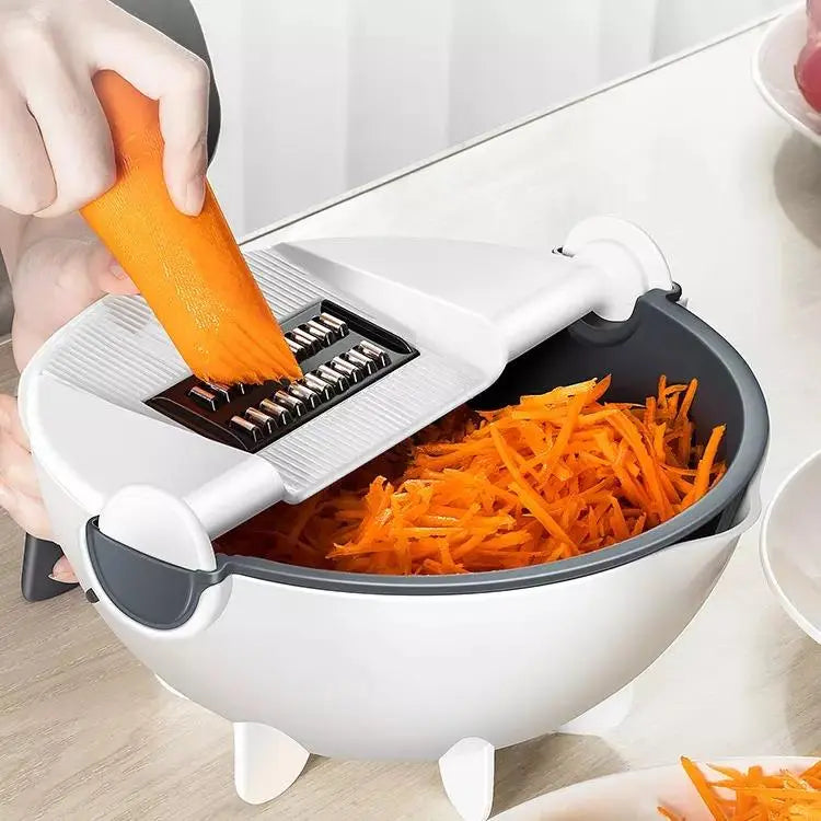 Multifunctional vegetable cutter by 16860 featuring a white handle, safe and easy-to-use kitchen chopping tool with sharp blades.