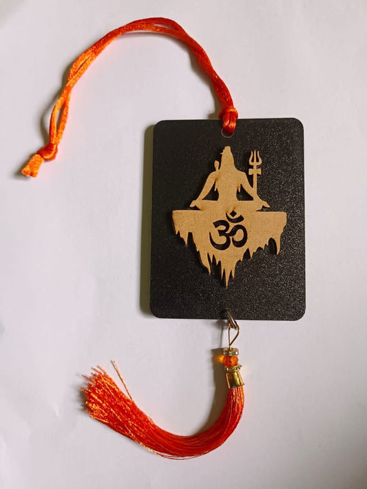 Multicolor handmade Mahadev Om car hanging ornament for positivity, wall decor and hanging accessory by 16860.