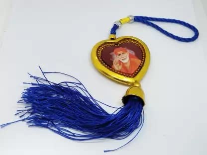 Multicolor Sai Baba car hanging ornament, handmade wall decor and positivity hanging, 11x13 cm, by 16860.