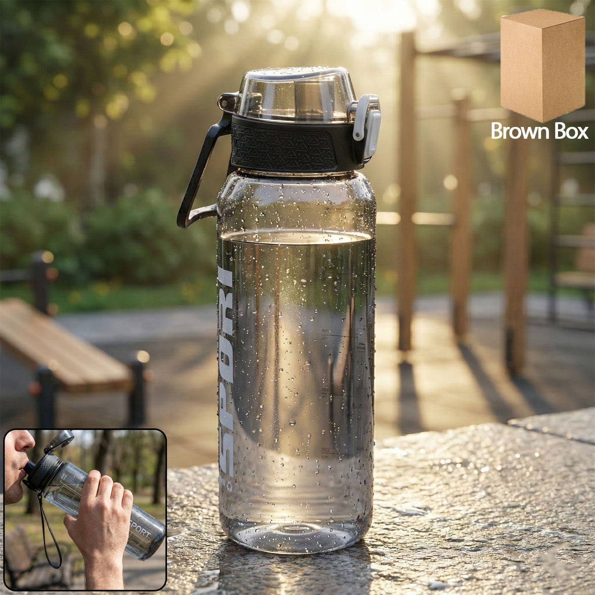 Wukusy 1000ml leakproof sports water bottle with a secure lid and ergonomic design for active hydration.