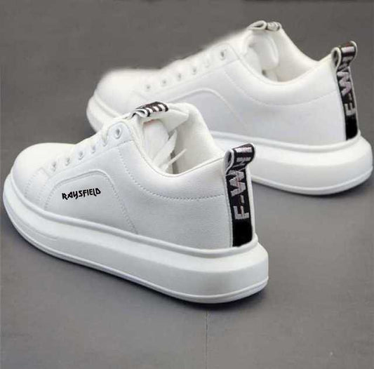 Raysfield men's stylish white sports shoes with casual design, size 6, featuring a sleek look and comfortable fit.