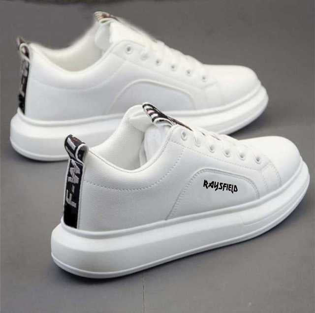 White Raysfield men's stylish sports shoes, casual sneakers in size 6 with sleek design and breathable material.