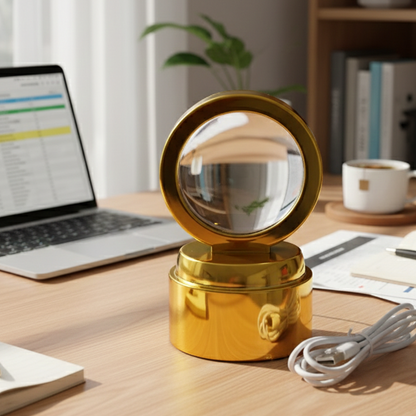 Wukusy Ganpati Bapa 3D crystal ball night light with LED illumination, designed for office decor, featuring intricate Ganpati design.