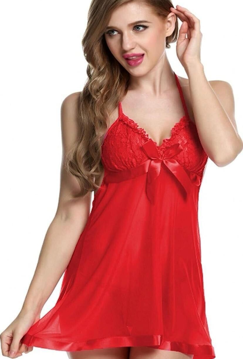Womens satin maroon nighty from 11794, free size, featuring a smooth, luxurious satin fabric and delicate detailing.