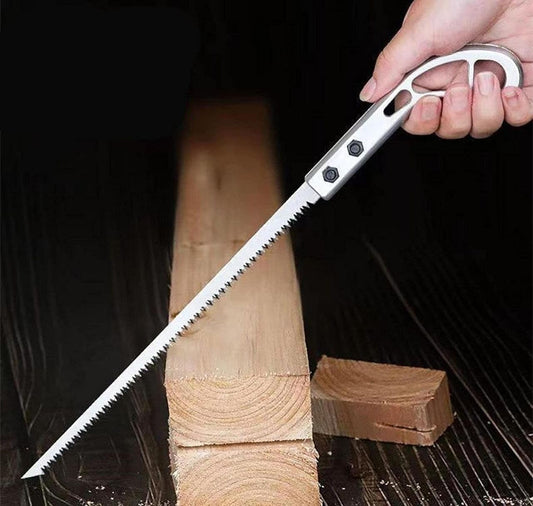 Silver 7-inch Kotudi outdoor portable hand saw with ergonomic non-slip handle, ideal for camping, gardening, and pruning tasks.