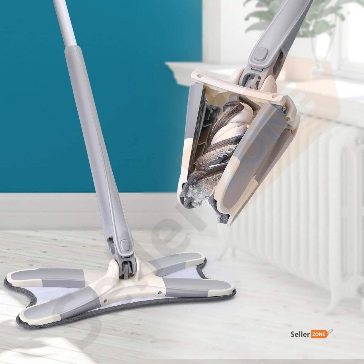 Grey X MOP X-Tmicrofiber wet and dry mop from 18052, showing the lightweight handle and microfiber cleaning head.