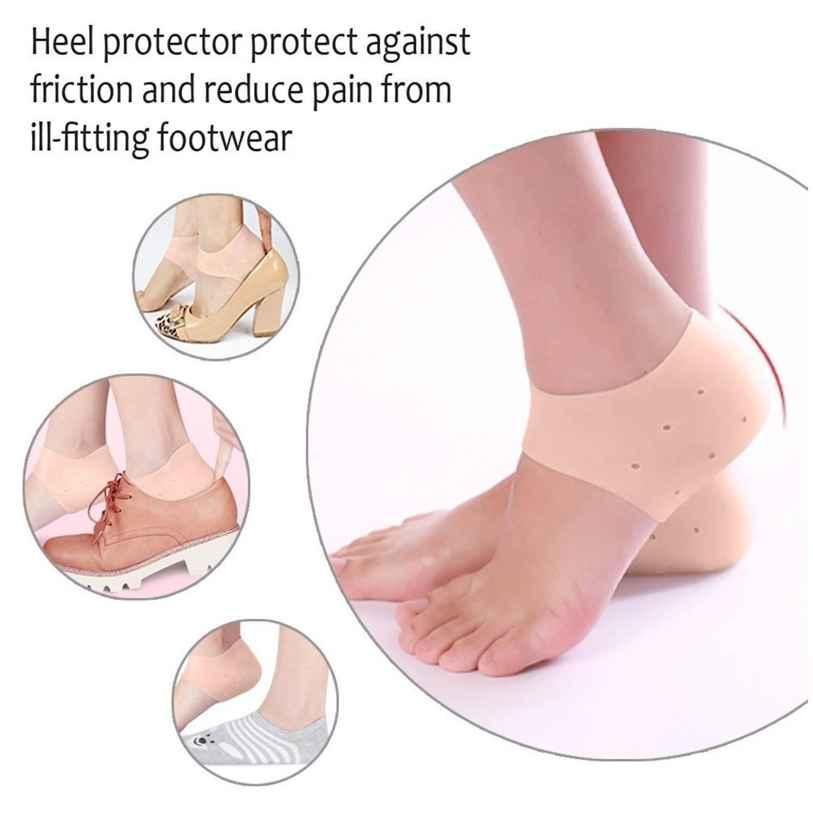 Women’s silicone gel heel pad from 18058, designed to provide cushioning and prevent cracking in socked feet.