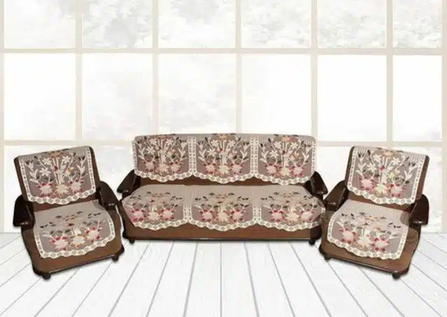 Multicolor floral sofa cover set by 6201, includes three decorative slipcovers for sofas with vibrant floral patterns.