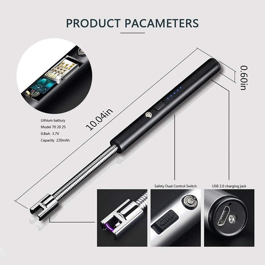 USB plasma rechargeable electric lighter for kitchen, camping, and fire starting, featuring sleek design and safe electric ignition.