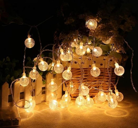 Diwali lights featuring a string of 16 LED crystal ball lights, decorative string lights by brand 18277.