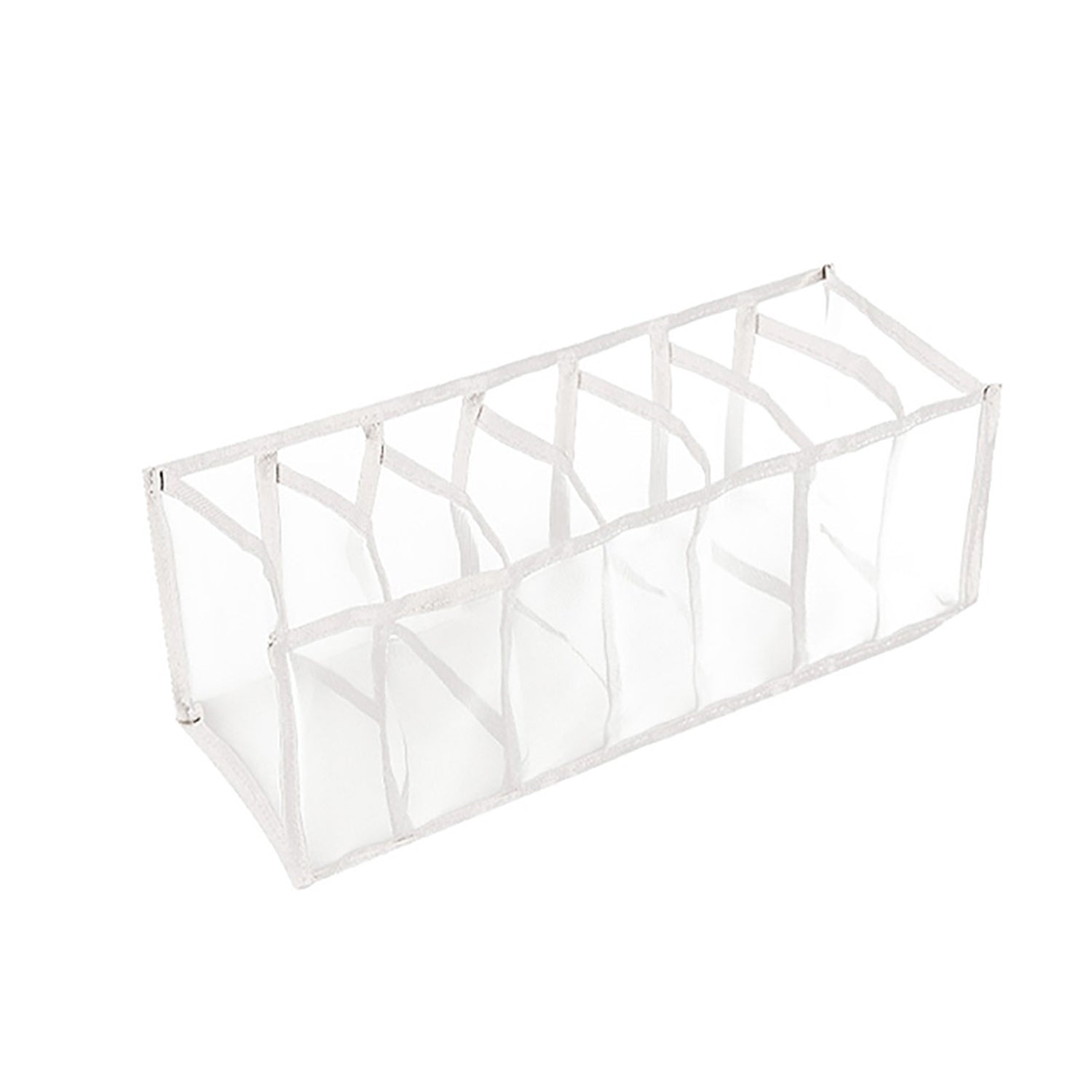 Clear hanging purse organizer with six pockets, designed for clothes hangers, ideal for storing handbags and accessories.
