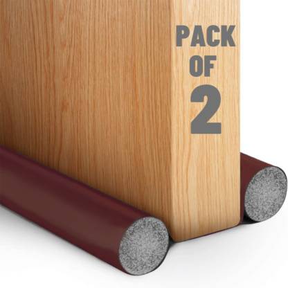 Brown fabric door draft protector and stopper, reduces noise and drafts, waterproof door gap sealer, pack of 2 from 18057.