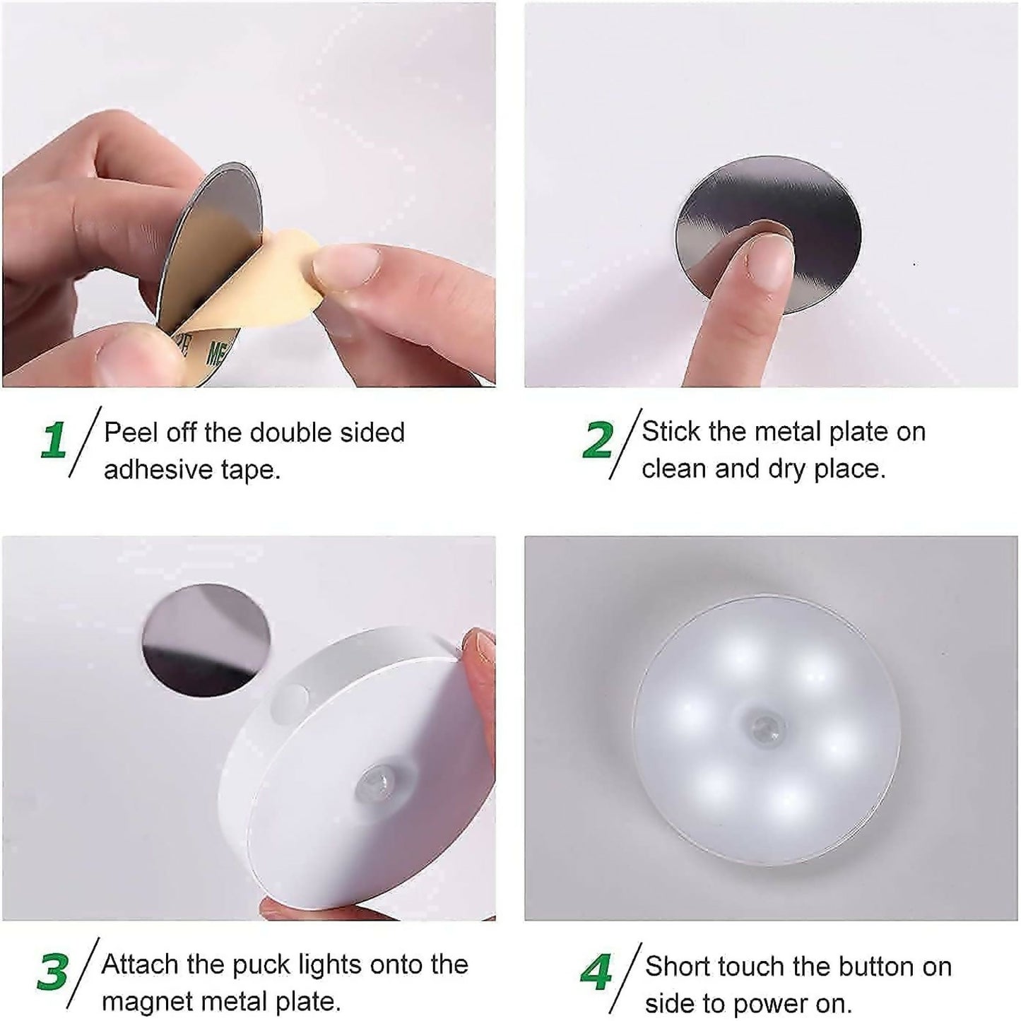 Wukusy rechargeable motion sensor LED night light with USB charging, compact and energy-efficient for home or hallway use.