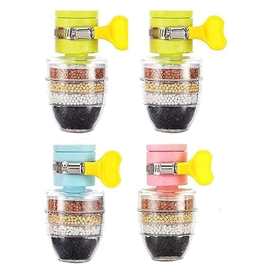 Two carbon activated water faucet filters with 6-layer purification for home and kitchen use, splash-proof nozzle, and clean filtration.
