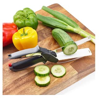 Multicolor 4-in-1 stainless steel kitchen vegetable cutter, versatile multi-functional knife set with multiple blades.