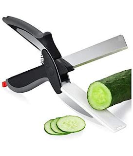 Multicolor 4-in-1 stainless steel multi-functional kitchen vegetable cutter with various blades, perfect for slicing and chopping.