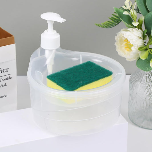 Multicolor double layer soap dispenser for bathroom accessories, with pump for liquid soap and dishwasher liquid.