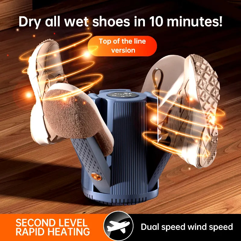 Multicolor foldable electric heated dryer for slippers, socks, and shoes, designed for easy drying and storage.