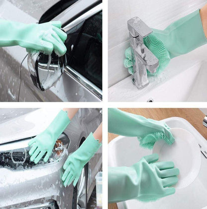 Multicolor silicone cleaning gloves for dishwashing and pet grooming, heat-resistant kitchen hand gloves from 18075.